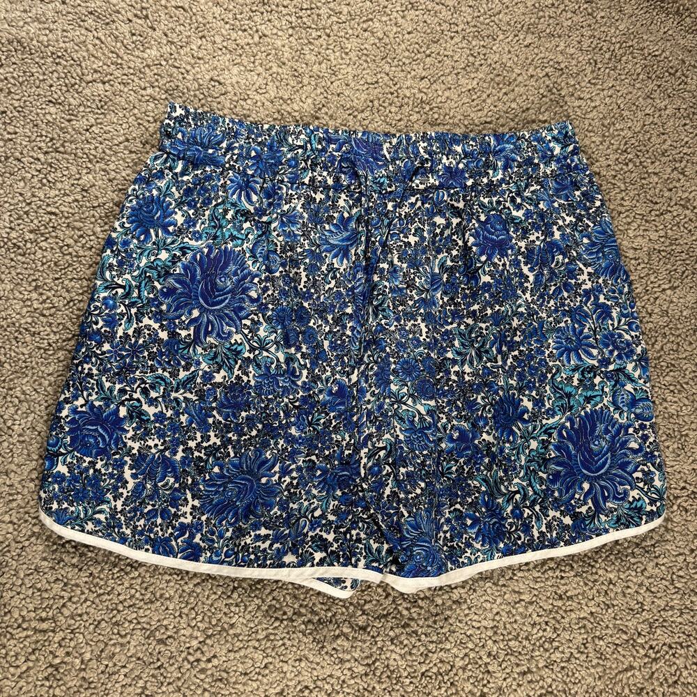 Sandro Paris Anjo Dolphin Blue Paisley Floral Print Shorts Women’s Size 36